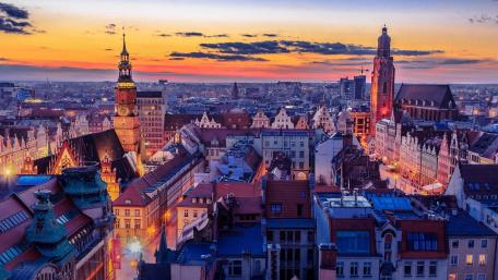 Wrocław cityscape (Poland) wallpaper