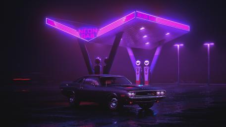 Dodge Charger at the petrol station wallpaper