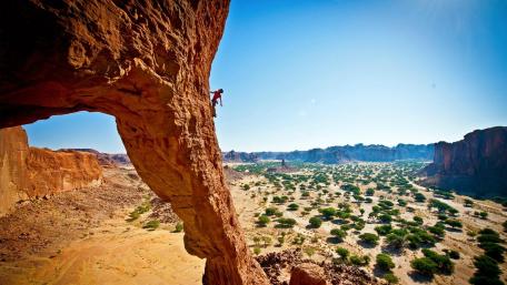 Epic Climbing Adventure in a Stunning Canyon Landscape wallpaper