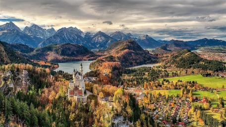 Neuschwanstein Castle and Hohenschwangau village (Germany) wallpaper