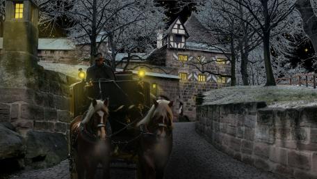 Mystical Winter Night at Bran Castle wallpaper