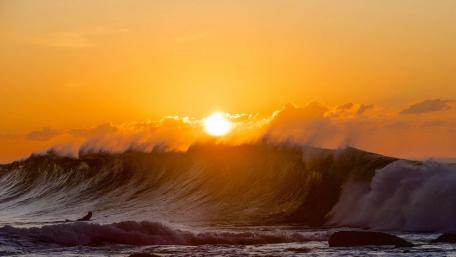 Surfer in the sunset wallpaper