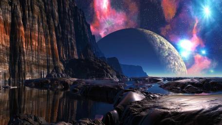 Alien Horizons Unfold in Cosmic Glory wallpaper
