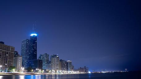 Chicago at dusk wallpaper
