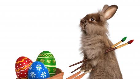 Easter Bunny with Painted Eggs wallpaper
