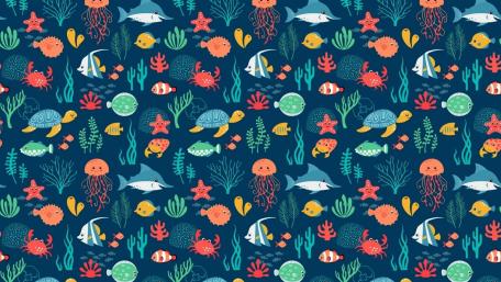 Funny fishes pattern wallpaper