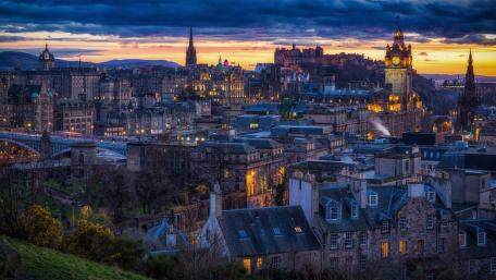 Edinburgh view from Dugald Stewart Monument on Calton Hill wallpaper