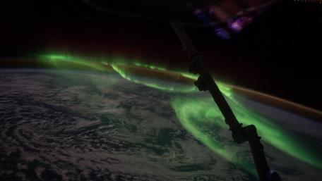 Polar lights (Aurora Australis) from the space wallpaper