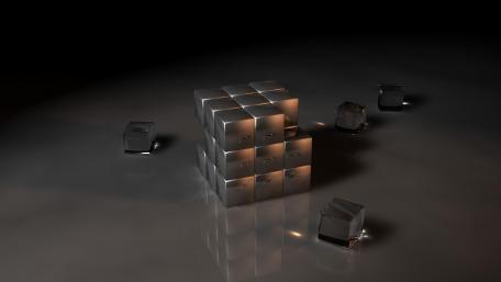 Sleek Gray Ice Cube Composition 3D Wallpaper wallpaper