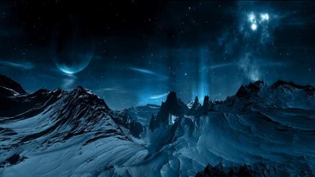 Frozen Dreamscape of the Cosmic Night Sky wallpaper