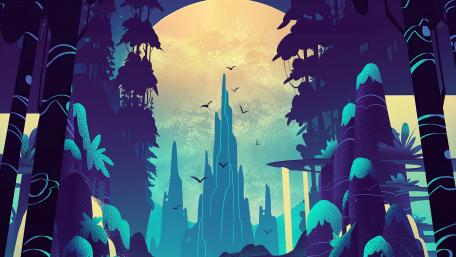 Mystical Blue Fantasy World wallpaper
