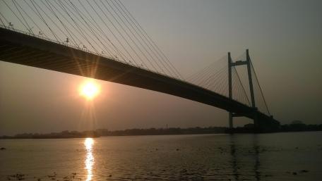 Bridge on evening wallpaper