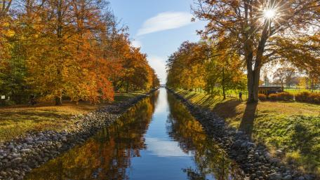 Autumn Reflections on Serene Canals wallpaper