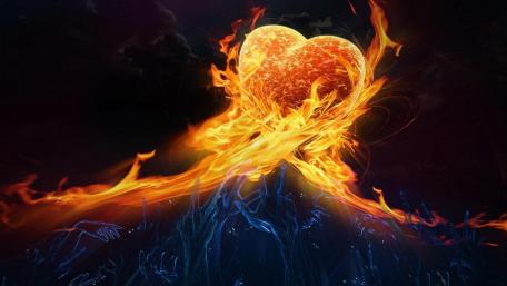 Fiery Heart Embraced by Darkness wallpaper
