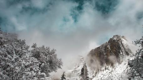Mountains snow clouds wallpaper