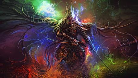 Big warrior with swords wallpaper