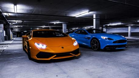 Lamborghini Gallardo vs Aston Martin DB11 wallpaper