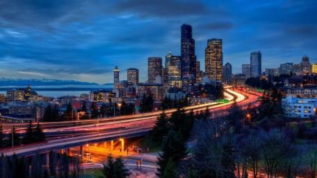 Seattle at dusk wallpaper