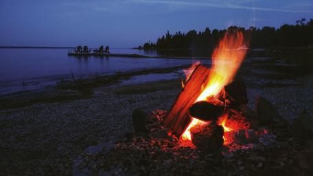 Coastline bonfire wallpaper