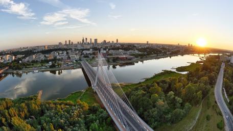Warsaw skyline at dawn wallpaper