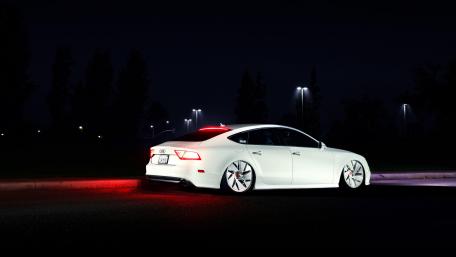 White Audi in Night Street wallpaper