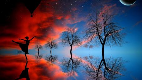 Dancer's Dream Under the Starry Night Sky wallpaper