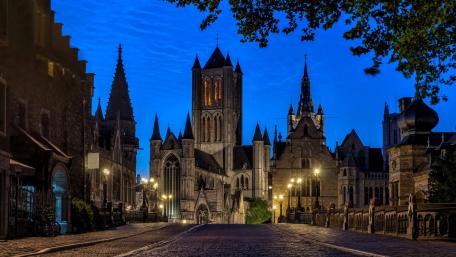 St Michael's Bridge at dusk (Gent, Belgium) wallpaper