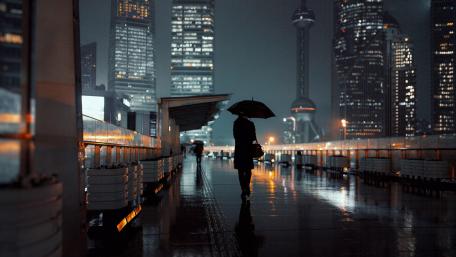 Rainy night in Shanghai wallpaper