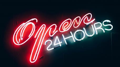 Open 24 Hours neon sign wallpaper