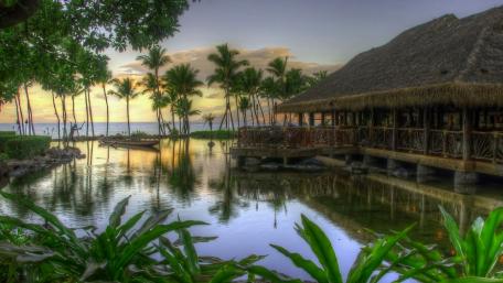 Tranquil Tropical Paradise at Sunset wallpaper