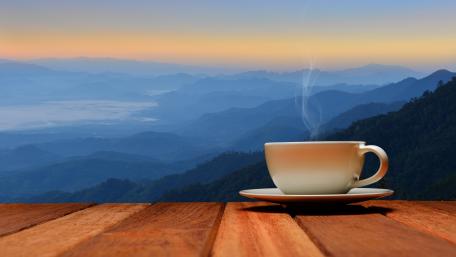 Early morning cup of coffee wallpaper