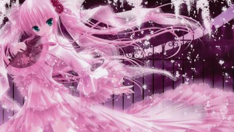 Cute pink anime girl wallpaper