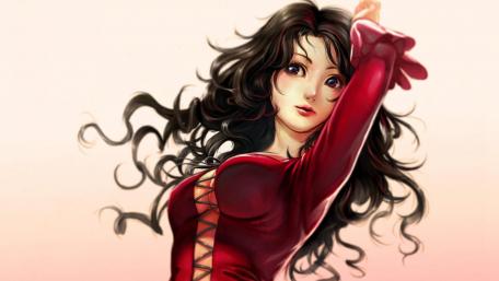 Gipsy girl with curly black hair wallpaper