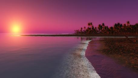 Purple Sunset Serenity by the Sea wallpaper