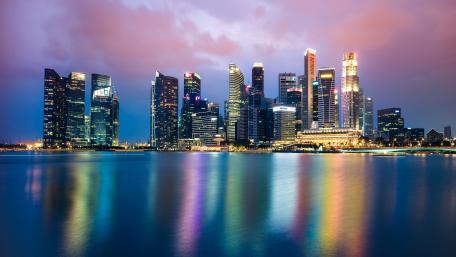 Singapore skyline at dusk wallpaper