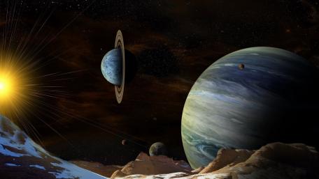 Majestic Planetary Beauty in a Starry Realm wallpaper