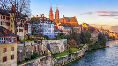 Rhine in Basle wallpaper