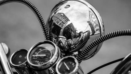 Sleek Monochrome Motorcycle Reflection Art wallpaper