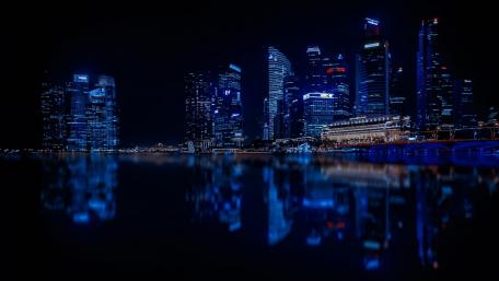 Illuminated Singapore reflection wallpaper