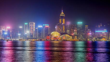 Rainbow colors city lights wallpaper