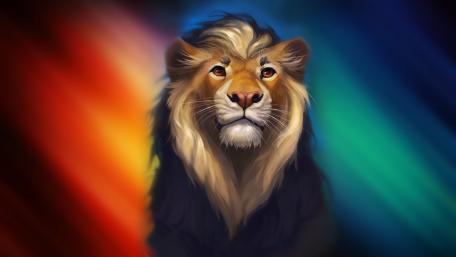 Majestic Lion Against a Prism of Colors wallpaper