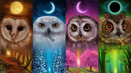 Four seasons illustration wallpaper