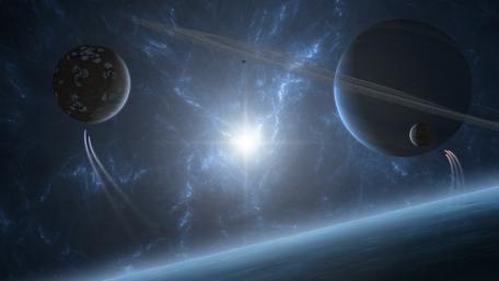 Celestial Harmony of Rings and Planets wallpaper