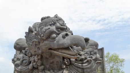 Majestic Temple Guardian Sculpture in UHD Quality wallpaper