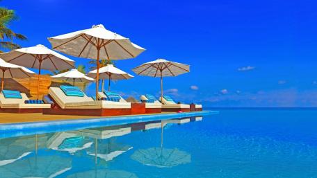 Tranquil Summer Resort by the Poolside wallpaper