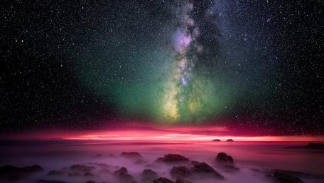 Milky Way Over Serene Seascape at Night wallpaper