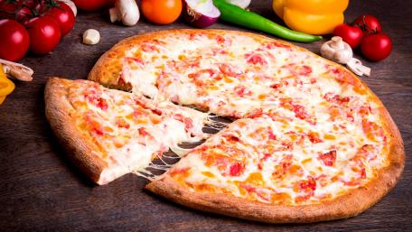 Deliciously Cheesy Pizza Slice Inviting You to Indulge wallpaper