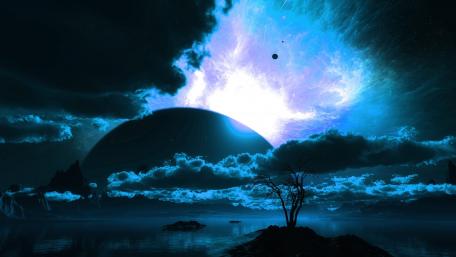 Mystical Night Over an Isolated Island wallpaper