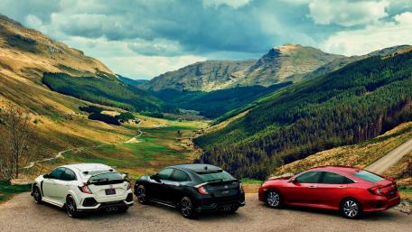 Three Honda cars at Rest and Be Thankful Viewpoint wallpaper