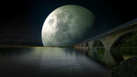 Supermoon Bridge wallpaper